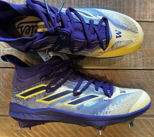 Adidas Afterburner 9 Washington Huskies Purple Gold Baseball Cleats Men's Sz 7.5