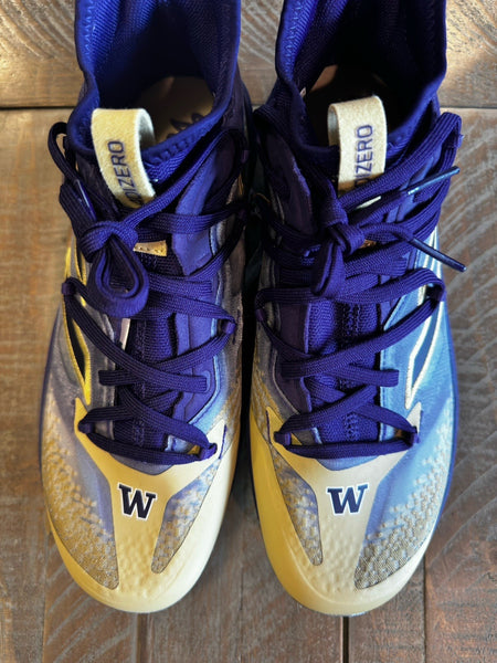 Adidas Afterburner 9 Washington Huskies Purple Gold Baseball Cleats Men's Sz 7.5