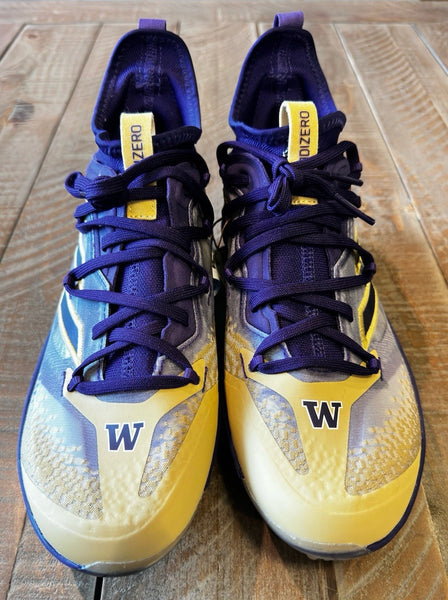 Adidas Afterburner 9 Washington Huskies Purple Gold Baseball Cleats Men's Sz 7.5
