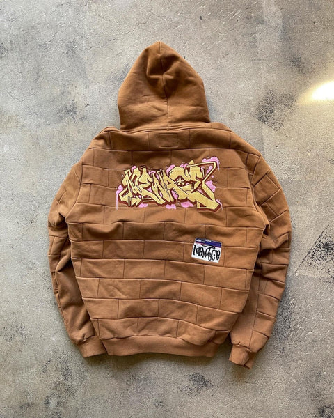 Menace Los Angeles "BRICK ALLEY-WALL" GRAFFITI HOODIE | Size Large | Rare | OBO