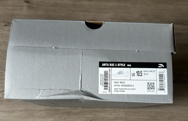ANTA Kai 1 Style Hela Roots Tribe Shoes Black Hélà Kyrie Irving Size 10.5 Men's