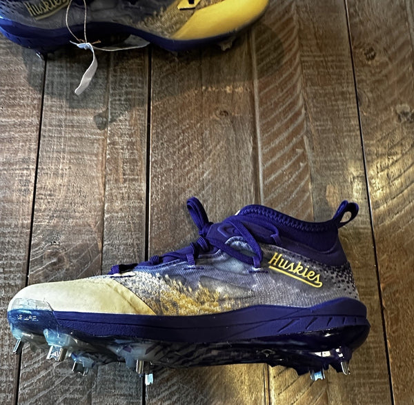 Adidas Afterburner 9 Washington Huskies Purple Gold Baseball Cleats Men's Sz 7.5
