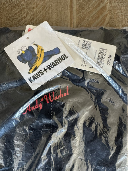 Uniqlo Kaws x Andy Warhol Black T-Shirt | Graphic Tee | Size:Large | NWT/DS