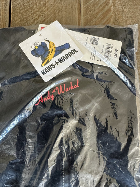 Uniqlo Kaws x Andy Warhol Black T-Shirt | Graphic Tee | Size:Large | NWT/DS